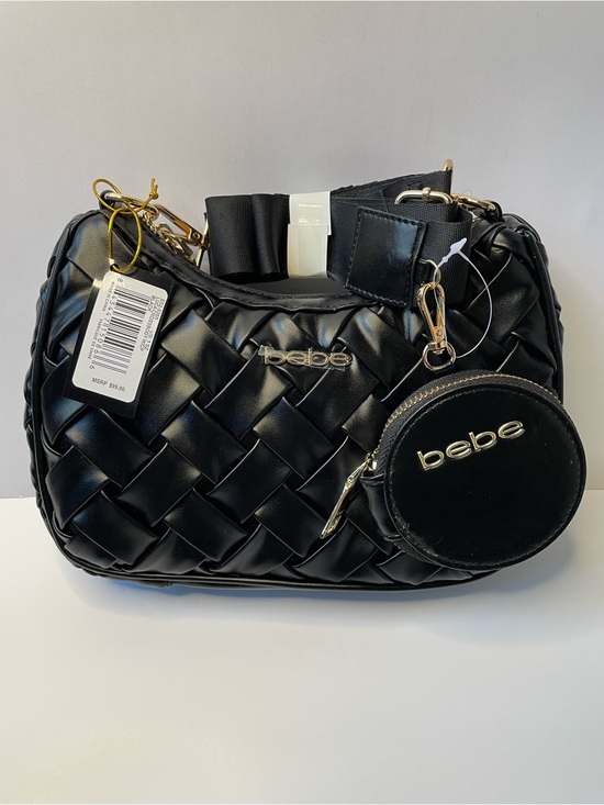 bebe Handbags - NWT bebe Black Woven Crossbody with Coin Pouch and Gold Hardware